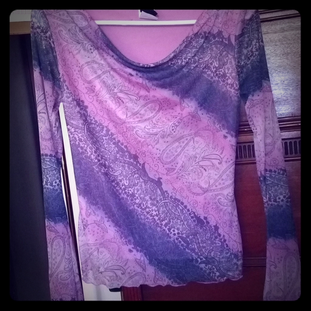 Mesh fashion top. Beautiful, lavender tones. Used